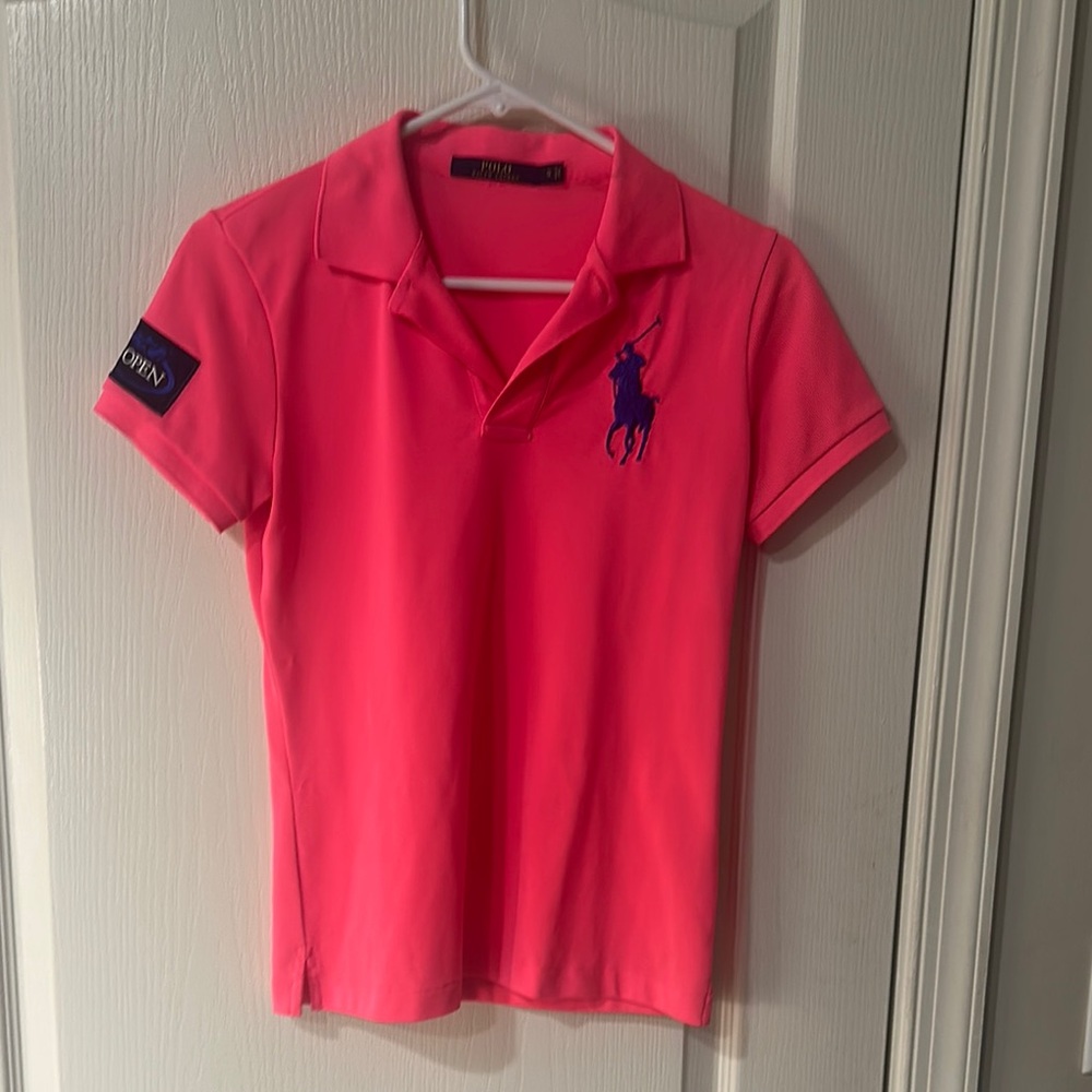 Ralph Lauren Neon Pink Polo with Navy Emblem